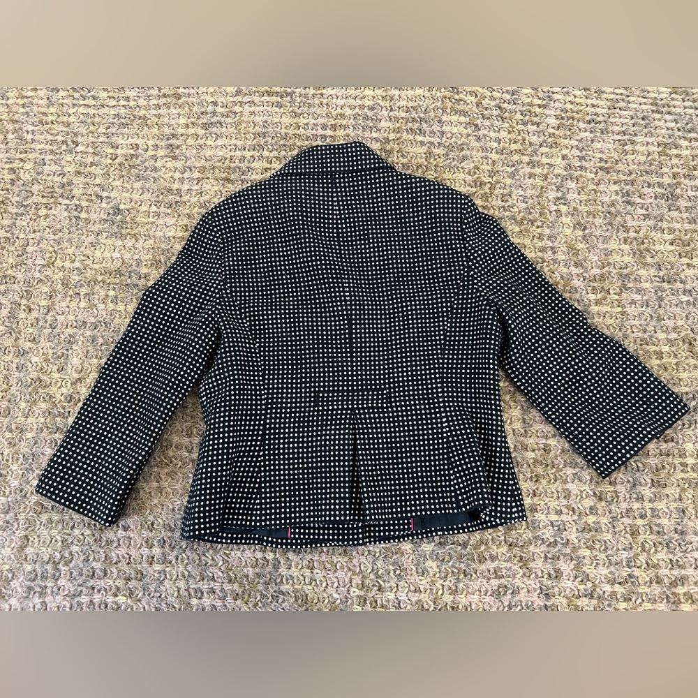 Ann Taylor Petite Blazer Women Polka Dot Size 10P Black/White Polyester Preowned - Picture 8 of 13